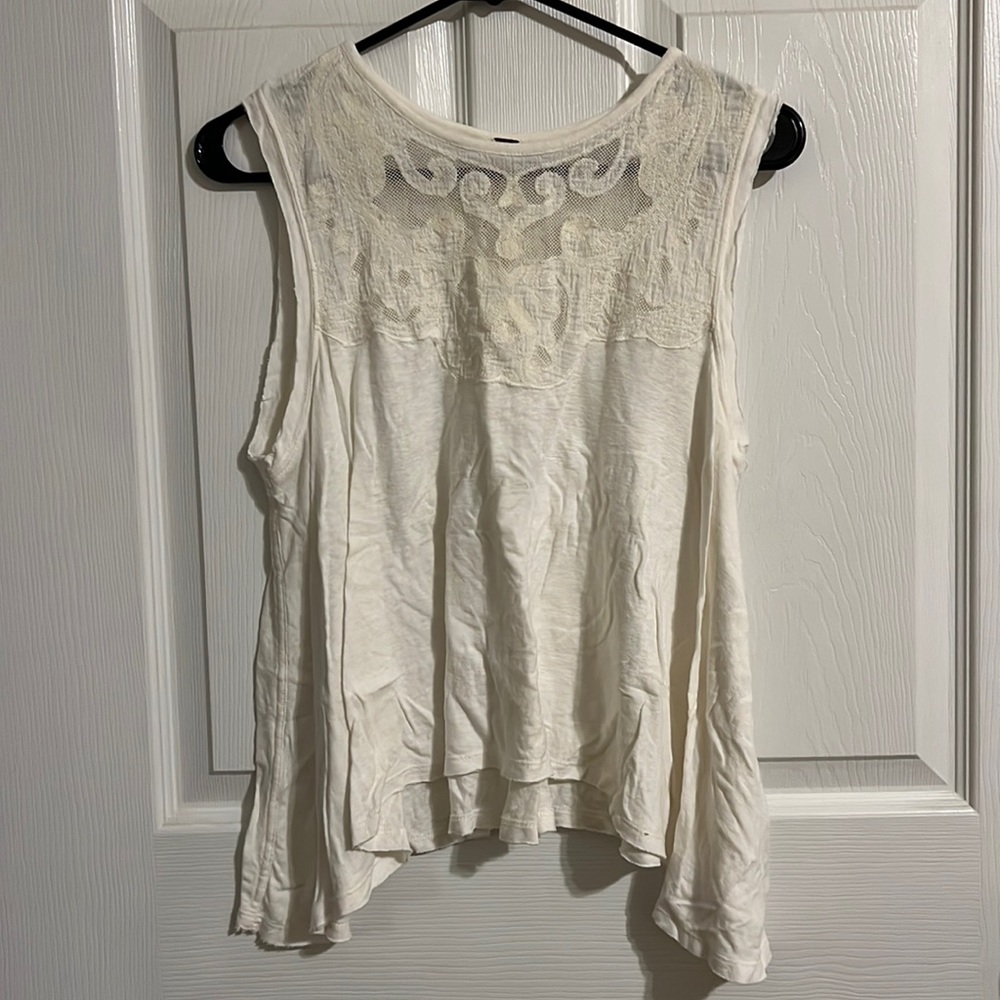 Free People cream tank with lace detail